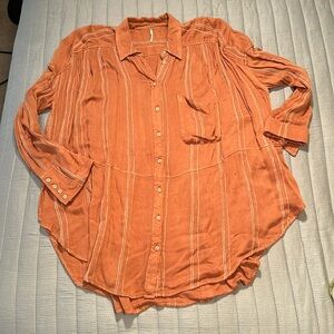 Free People button front tunic shirt, size medium